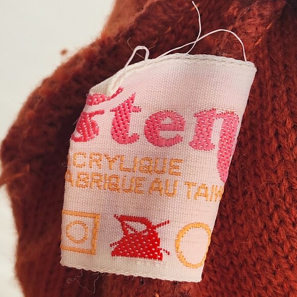 VINTAGE FERSTEN POM POM TOQUE REINDEER TRI COLOUR KIDS - Picture 5 of 6